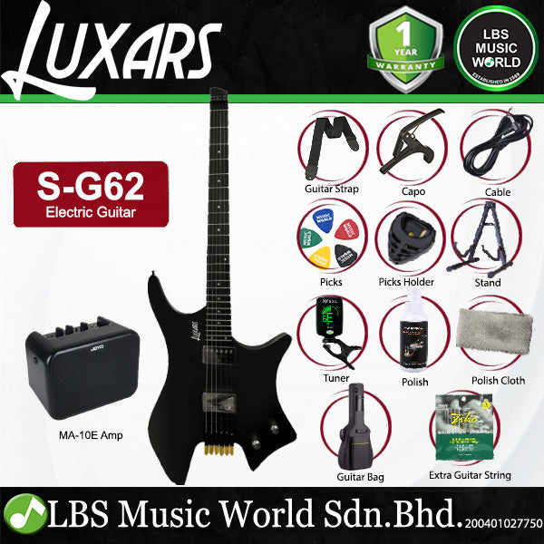 LUXARS S-G62 Ash Body Electric Guitar HH Pickup with Rosewood Fingerboard Package with Amplifier (S G62)