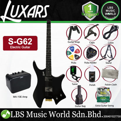 LUXARS S-G62 Ash Body Electric Guitar HH Pickup with Rosewood Fingerboard Package with Amplifier (S G62)