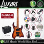 Luxars S-G63-6 Headless Electric Guitar HH Alnico V Pickups with Roasted Maple Fretboard and Package Amplifier (S G63 6)