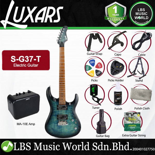 Luxars S-G37-T Solid-Body Electric Guitar Dual Coil-Split Humbuckers with Roasted Maple Neck - Package  (S G37 T)