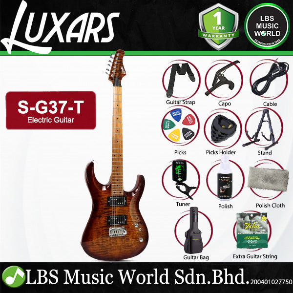 Luxars S-G37-T Solid-Body Electric Guitar Dual Coil-Split Humbuckers with Roasted Maple Neck  (S G37 T)