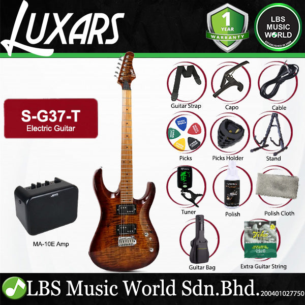 Luxars S-G37-T Solid-Body Electric Guitar Dual Coil-Split Humbuckers with Roasted Maple Neck - Package  (S G37 T)