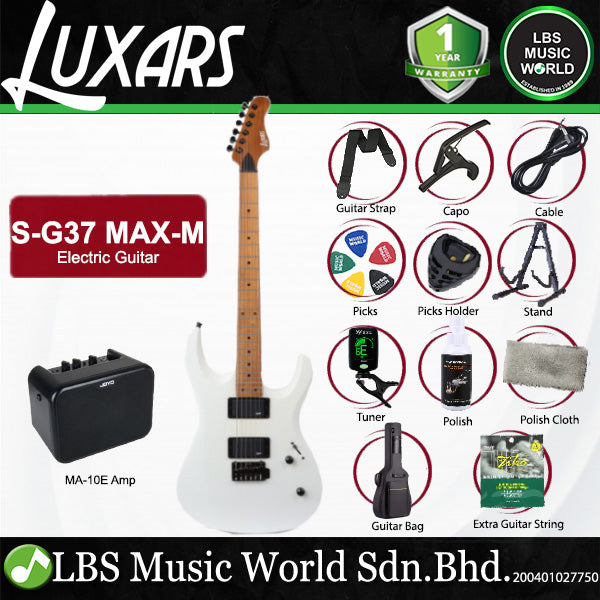 LUXARS S-G37-MAX-M Roasted Mahogany Body Electric Guitar HH Pickup with Tremolo - Package (S G37 MAX M)