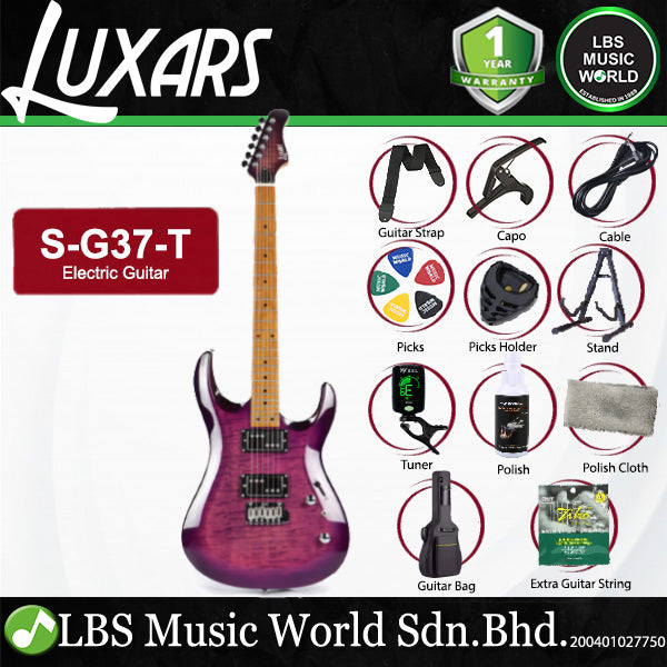 Luxars S-G37-T Solid-Body Electric Guitar Dual Coil-Split Humbuckers with Roasted Maple Neck  (S G37 T)
