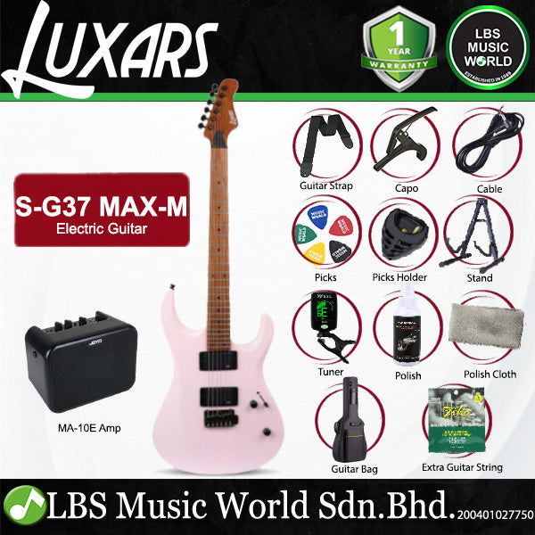 LUXARS S-G37-MAX-M Roasted Mahogany Body Electric Guitar HH Pickup with Tremolo - Package (S G37 MAX M)