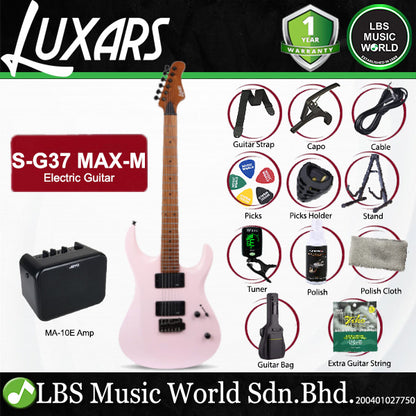 LUXARS S-G37-MAX-M Roasted Mahogany Body Electric Guitar HH Pickup with Tremolo - Package (S G37 MAX M)