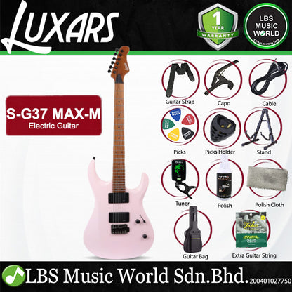 LUXARS S-G37-MAX-M Roasted Mahogany Body Electric Guitar HH Pickup with Tremolo (S G37 MAX M)
