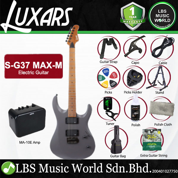 LUXARS S-G37-MAX-M Roasted Mahogany Body Electric Guitar HH Pickup with Tremolo - Package (S G37 MAX M)