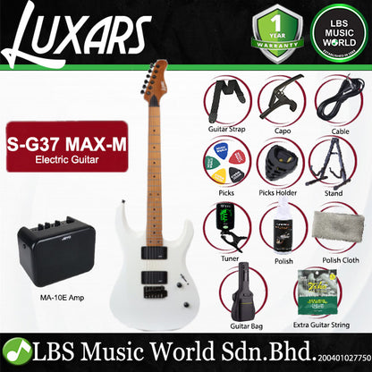 LUXARS S-G37-MAX-M Roasted Mahogany Body Electric Guitar HH Pickup with Tremolo - Package (S G37 MAX M)