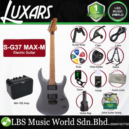 LUXARS S-G37-MAX-M Roasted Mahogany Body Electric Guitar HH Pickup with Tremolo - Package (S G37 MAX M)