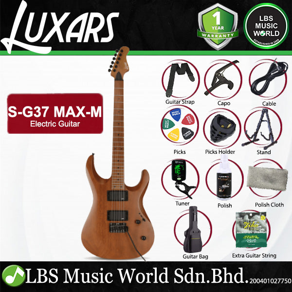 LUXARS S-G37-MAX-M Roasted Mahogany Body Electric Guitar HH Pickup with Tremolo (S G37 MAX M)