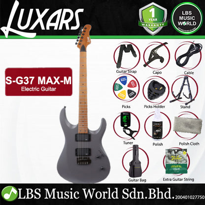 LUXARS S-G37-MAX-M Roasted Mahogany Body Electric Guitar HH Pickup with Tremolo (S G37 MAX M)