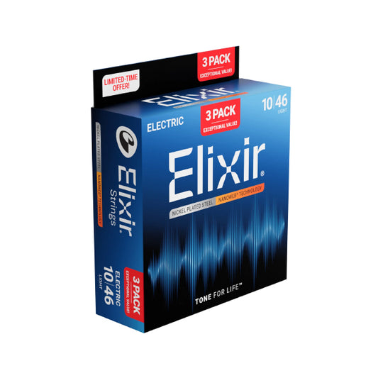 Elixir 16567 Nanoweb Electric Guitar String Light Smooth 3 Pack (10-46)
