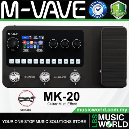 M-Vave MK-20 Guitar Bass Multi Effects Processor Pedal Built in Rechargeable Battery (MK20)