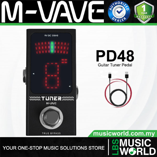 M-VAVE PD48 Chromatic True Bypass Guitar Tuner Pedal for Bass and Electric