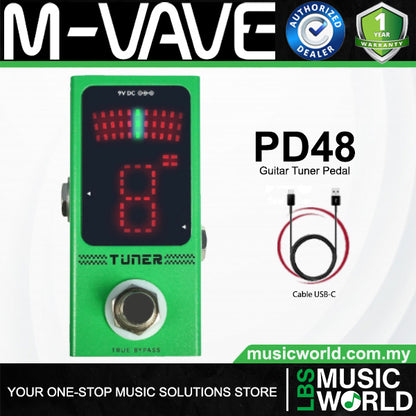 M-VAVE PD48 Chromatic True Bypass Guitar Tuner Pedal for Bass and Electric