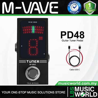M-VAVE PD48 Chromatic True Bypass Guitar Tuner Pedal for Bass and Electric
