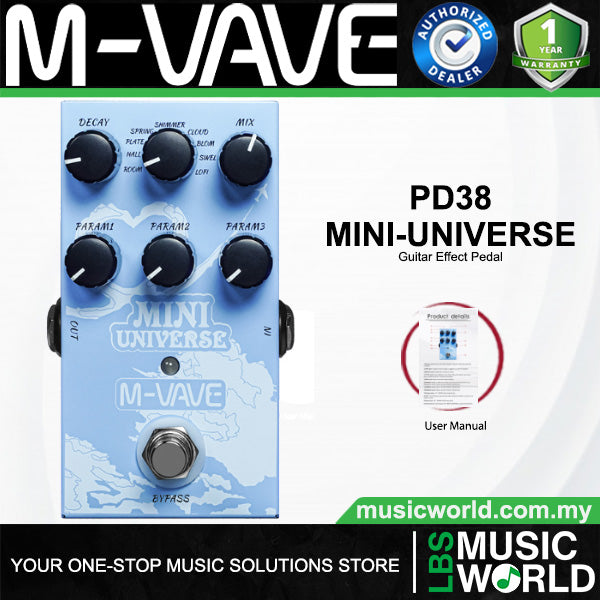 M-Vave PD38 Mini Universe Digital Reverb Effect Guitar Pedal with True Bypass