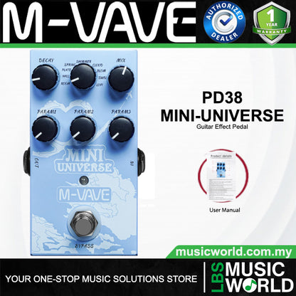 M-Vave PD38 Mini Universe Digital Reverb Effect Guitar Pedal with True Bypass