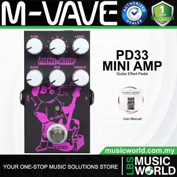 M-Vave PD33 Mini-Amp Electric Guitar Preamp Simulation Effect Pedal with True Bypass