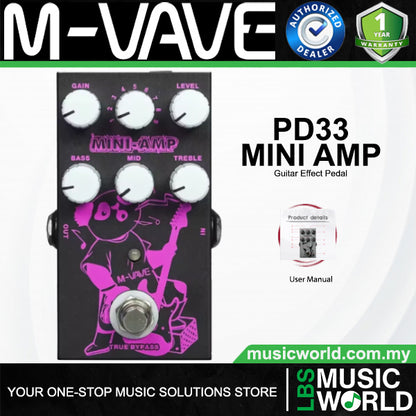 M-Vave PD33 Mini-Amp Electric Guitar Preamp Simulation Effect Pedal with True Bypass