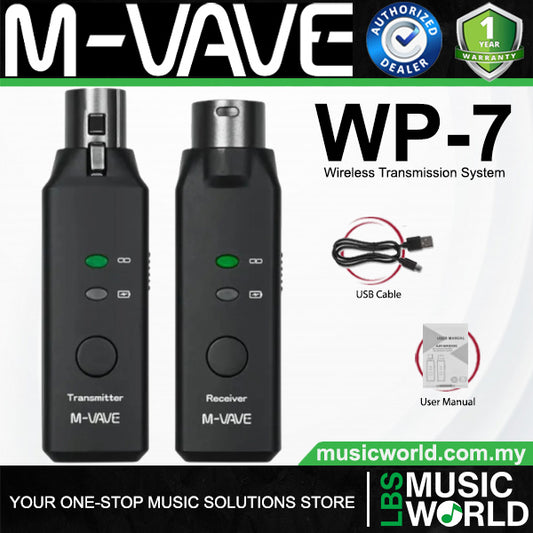 M-Vave WP-7 Wireless Transmission System Microphone with Built in Rechargeable Battery - Set (WP7)