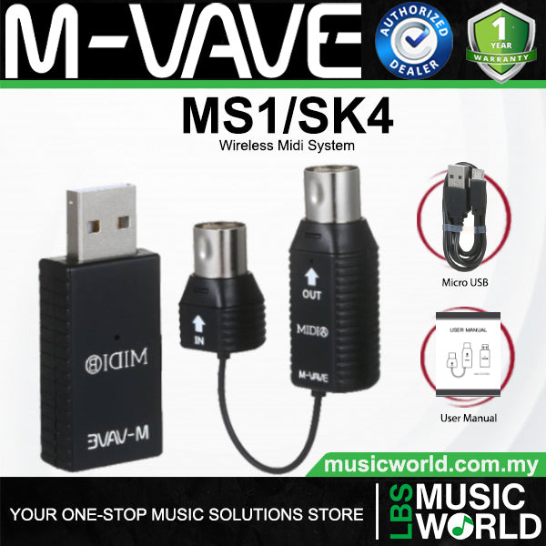 M-Vave MS1/SK4 Wireless MIDI System for Guitar and Keyboard with Low Latency - Set