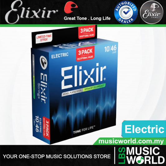 Elixir 16572 Optiweb Electric Guitar Strings Super Light Bright Smooth 3 Pack (10-46)