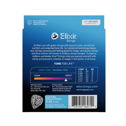 Elixir 16571 Optiweb Electric Guitar String Super Light Bright Smooth 3 Pack (09-42)