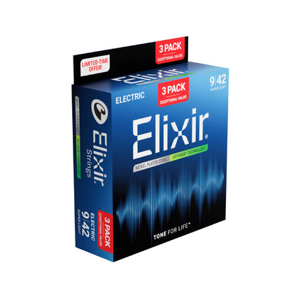 Elixir 16571 Optiweb Electric Guitar String Super Light Bright Smooth 3 Pack (09-42)