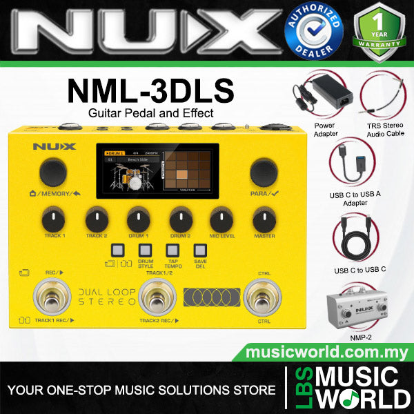 Nux NML-3DLS Dual Loop Stereo Guitar Pedal with Built In FX (NML3DLS)