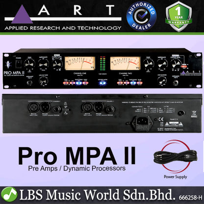ART Pro MPA II 2 Channel Tube Microphone Preamp Dynamic Processors (MPAII MPA II)