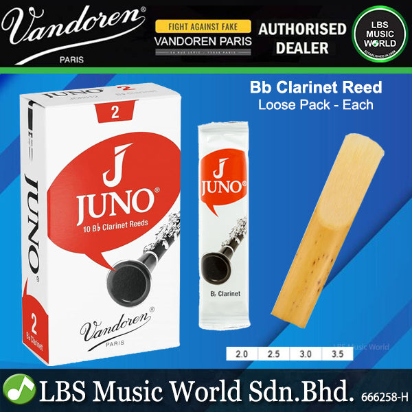 Vandoren Paris JUNO Bb Clarinet Reed Loose - 1 Piece Only (2.0/2.5/3.0/3.5)
