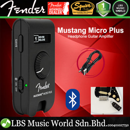 Fender Mustang Micro Plus Rechargeable Headphone Guitar Combo Amplifier with Bluetooth