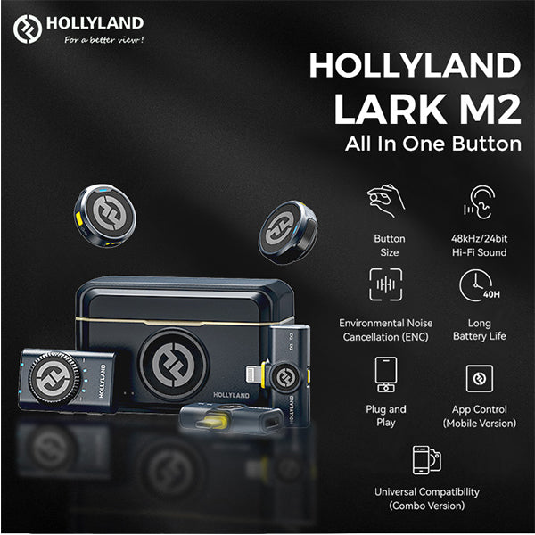 Hollyland Lark M2 Combo 2 Person Wireless Microphone Systems with Charging Case - 2.4 GHz
