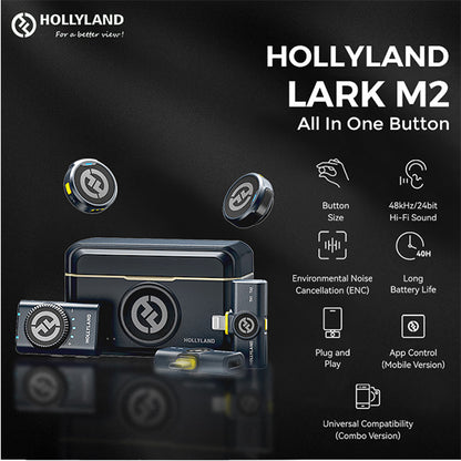 Hollyland Lark M2 Combo 2 Person Wireless Microphone Systems with Charging Case - 2.4 GHz