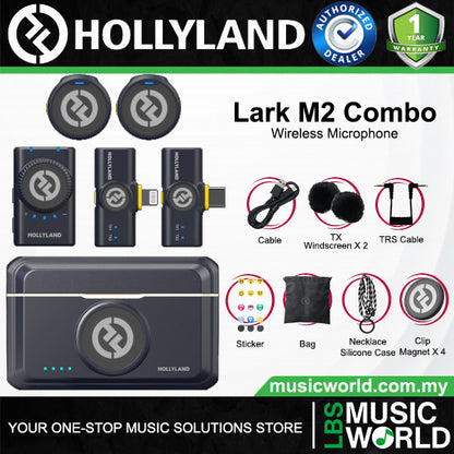 Hollyland Lark M2 Combo 2 Person Wireless Microphone Systems with Charging Case - 2.4 GHz