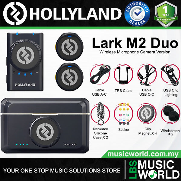 Hollyland Lark M2 Duo 2 Person Wireless Microphone System with Charging Case - 2.4 GHz