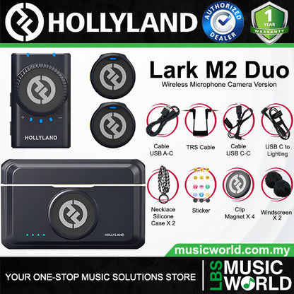 Hollyland Lark M2 Duo 2 Person Wireless Microphone System with Charging Case - 2.4 GHz