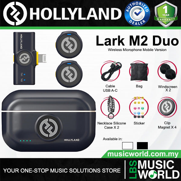 Hollyland Lark M2 Duo 2 Person Wireless Microphone System with Charging Case - 2.4 GHz