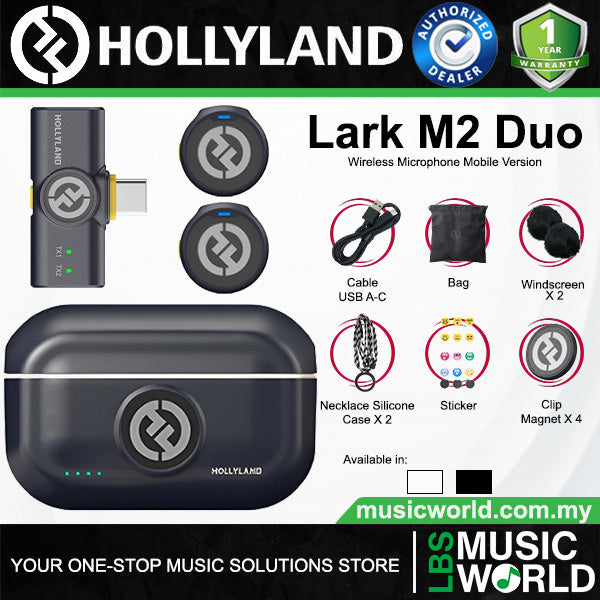 Hollyland Lark M2 Duo 2 Person Wireless Microphone System with Charging Case - 2.4 GHz