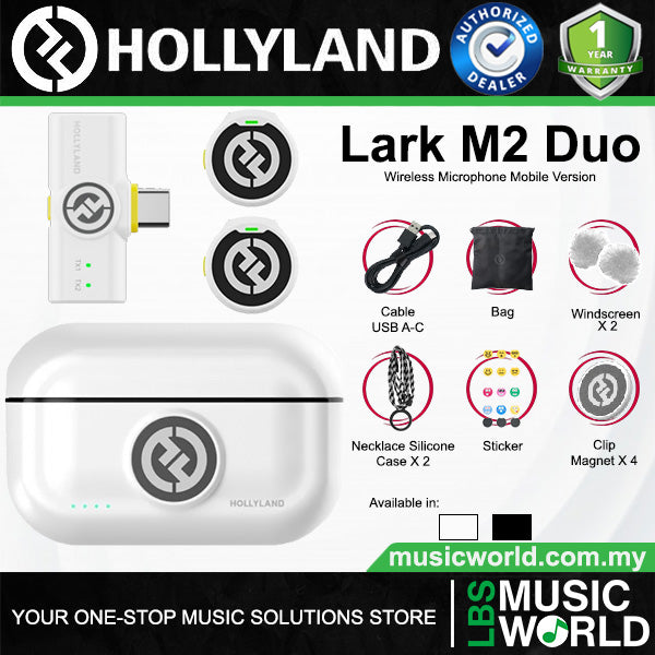 Hollyland Lark M2 Duo 2 Person Wireless Microphone System with Charging Case - 2.4 GHz