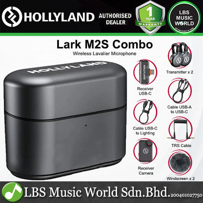 Hollyland Lark M2S Clip On Wireless Lavalier Microphone with Dual Noise Cancellation