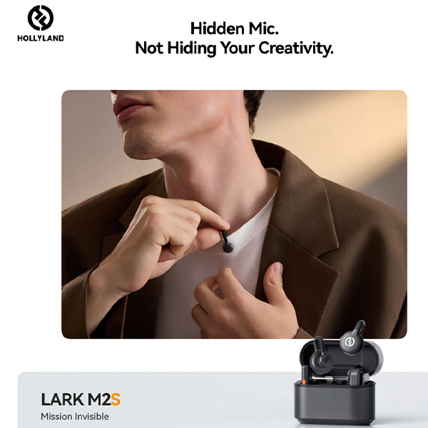 Hollyland Lark M2S Clip On Wireless Lavalier Microphone with Dual Noise Cancellation