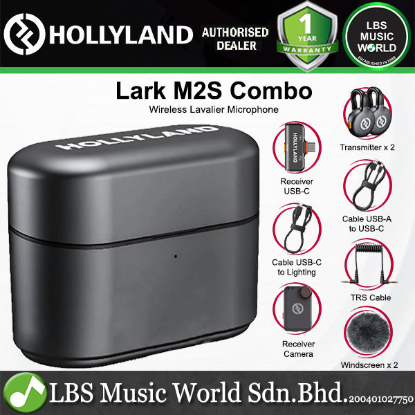 Hollyland Lark M2S Clip On Wireless Lavalier Microphone with Dual Noise Cancellation