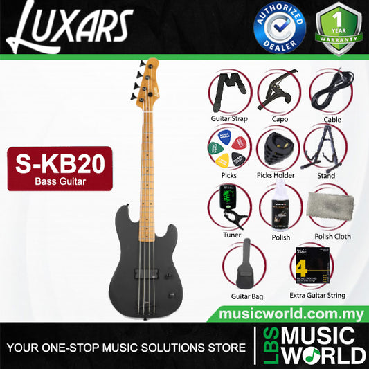 LUXARS S-KB20 4 String Mini Bass Guitar Poplar Body with Roasted Maple Fingerboard (S KB20)