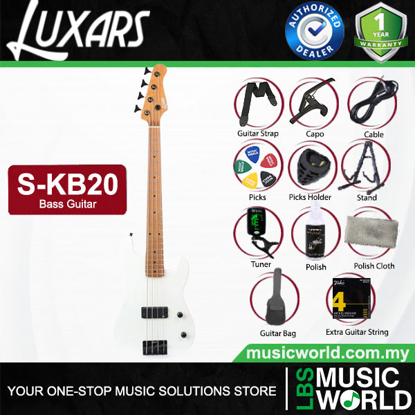 LUXARS S-KB20 4 String Mini Bass Guitar Poplar Body with Roasted Maple Fingerboard (S KB20)