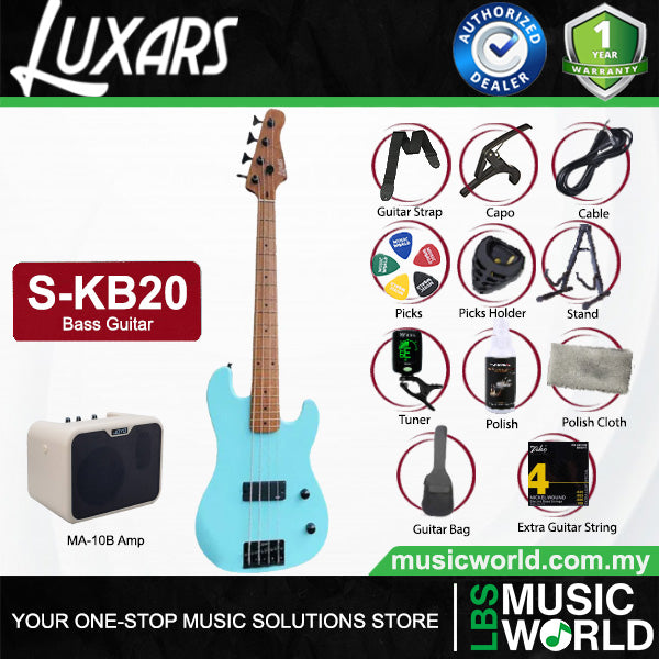 LUXARS S-KB20 4 String Mini Bass Guitar Poplar Body with Roasted Maple Fingerboard - Package