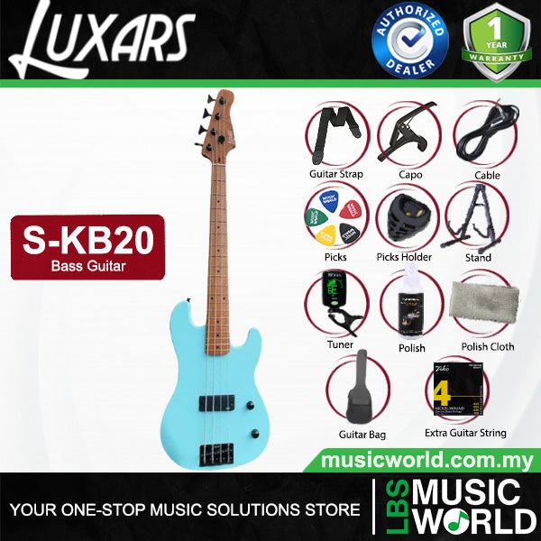 LUXARS S-KB20 4 String Mini Bass Guitar Poplar Body with Roasted Maple Fingerboard (S KB20)
