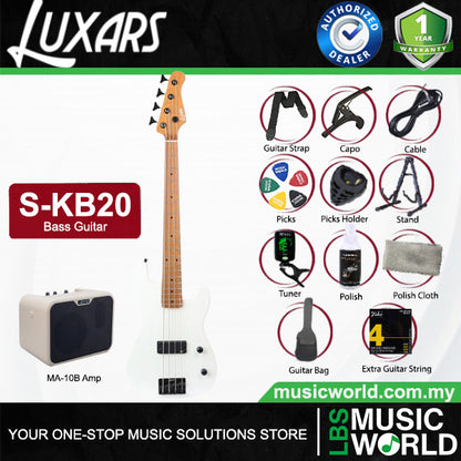 LUXARS S-KB20 4 String Mini Bass Guitar Poplar Body with Roasted Maple Fingerboard - Package